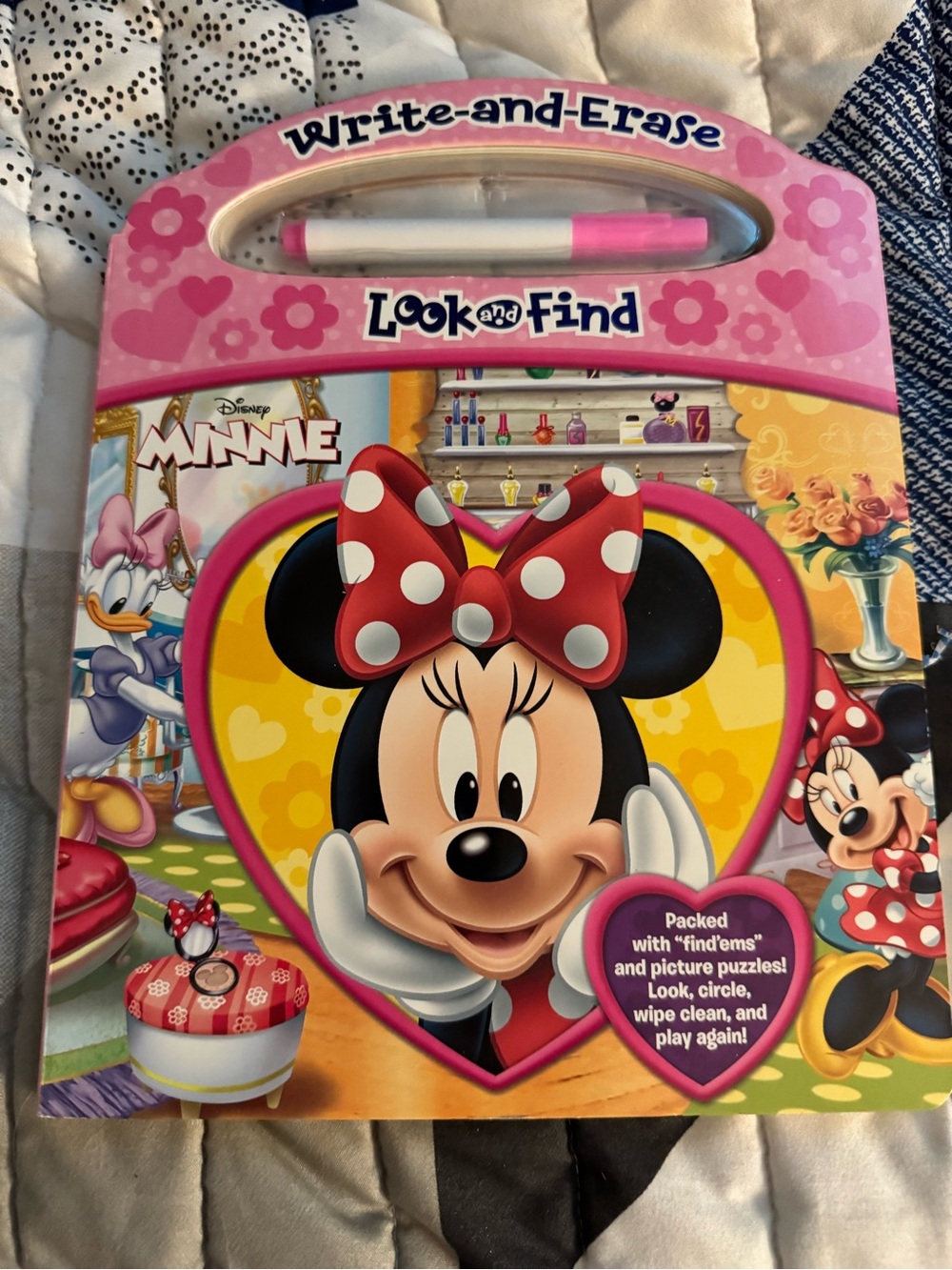 Disney Minnie Mouse Pink and Red Write-and-Erase Look & Find Activity Book